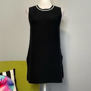 Athleta On The Town Black Ribbed Knit Sleeveless Sweater